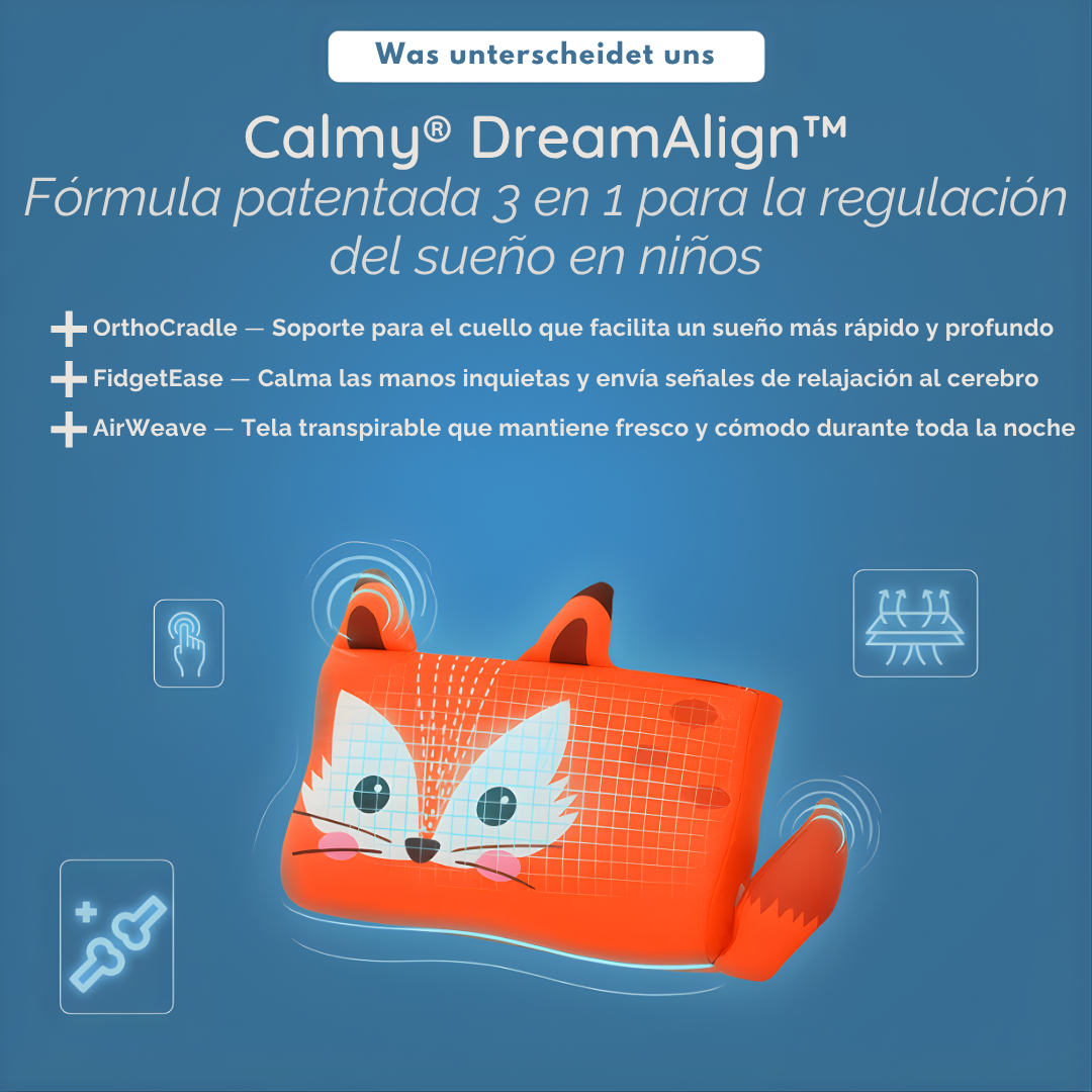 Almohada Infantil Calmly – Sueño tranquilo para tu hijo, descanso sin preocupaciones para ti